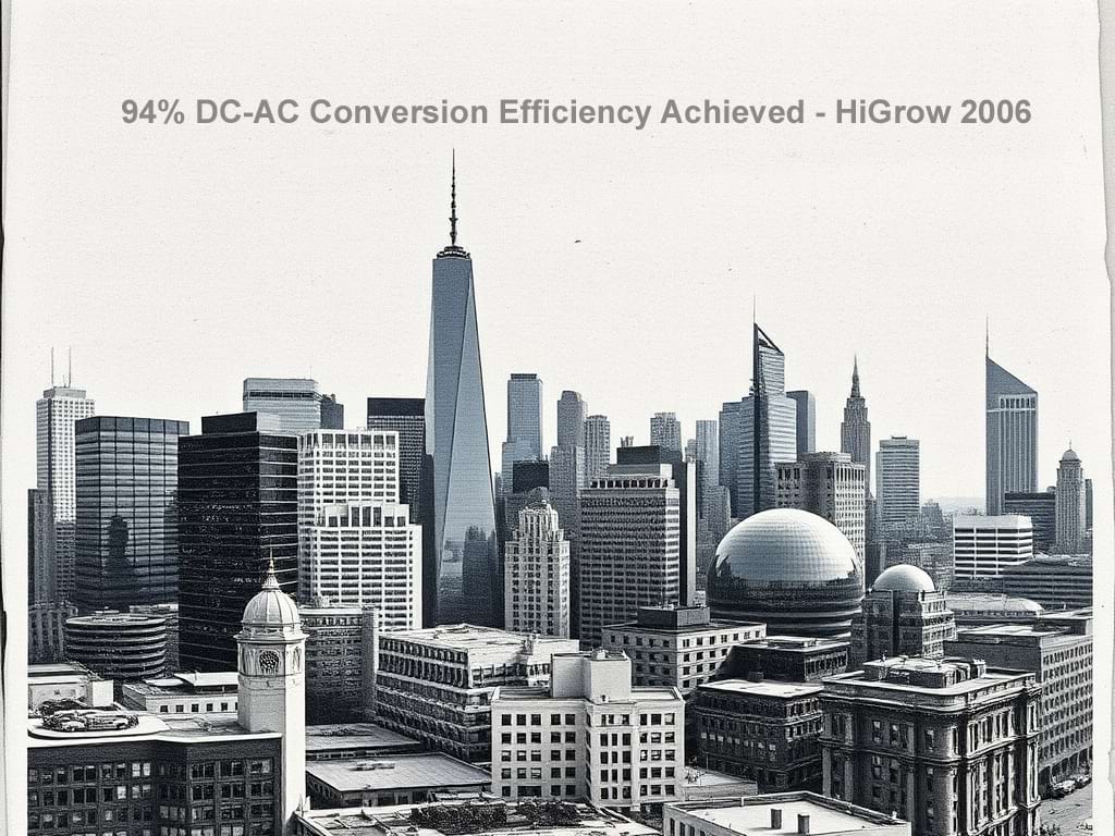 HiGrow Reported a high-efficiency solar inverter prototype with digital readouts showing 94% conversion efficiency.